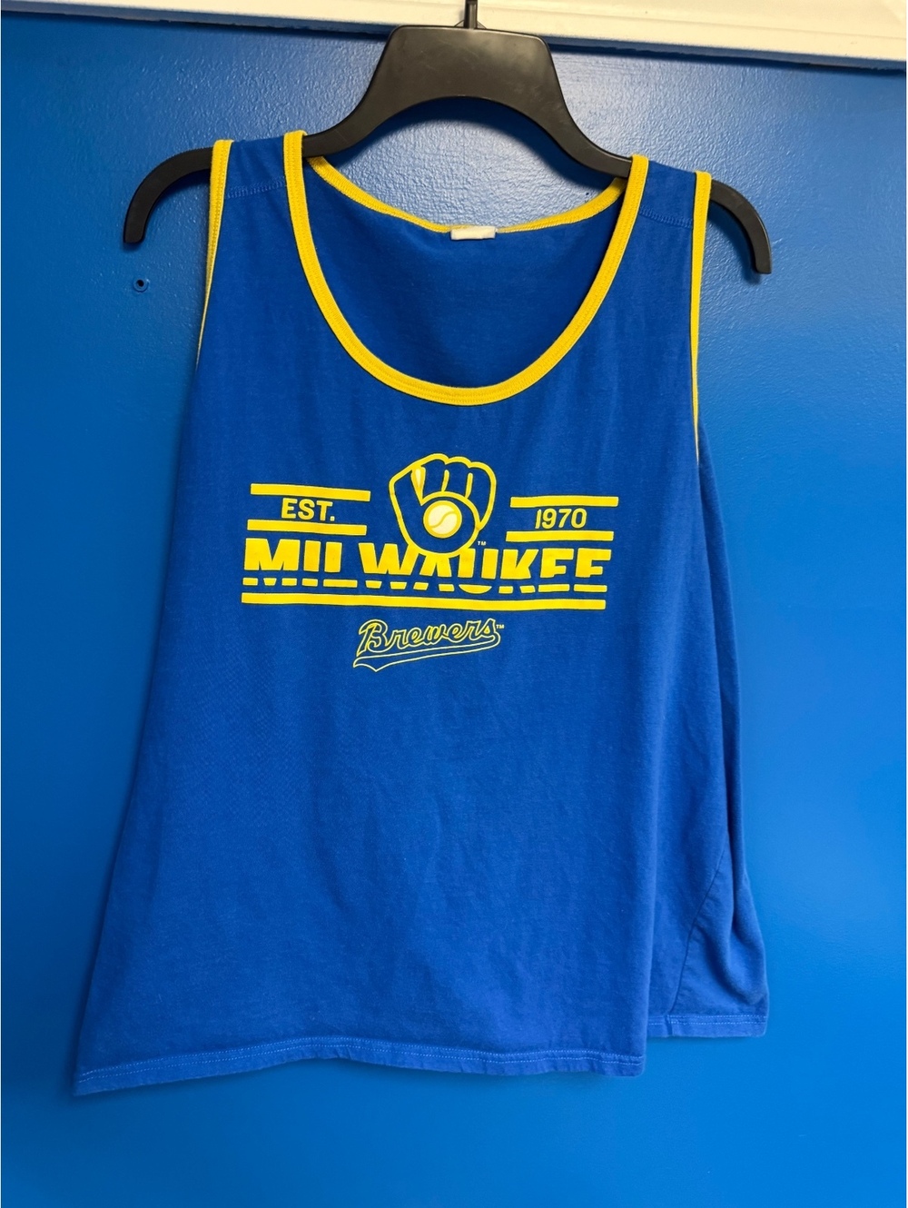 Milwaukee Brewers Royal Blue Graphic Tank Top Yellow Trim MLB Baseball